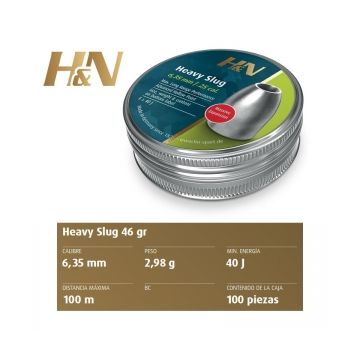 Balines H&N Heavy Slug 6,35 mm (.250) - 2,98 g. / 46 gr. 