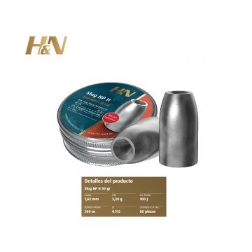 Balines H&N slug HP II 7,62 mm .301 - 3,24 g.