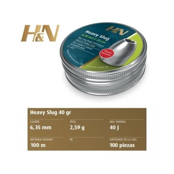 Balines H&N Heavy Slug 6,32 mm (.249) - 2,59 g. / 40 gr.
