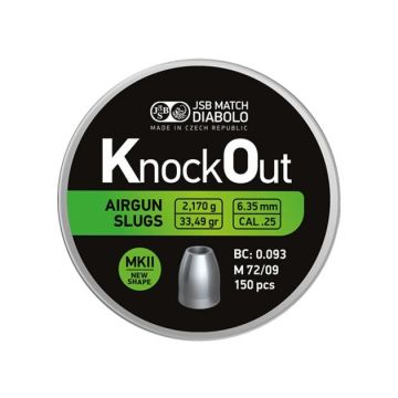 Balines JSB Knock Out slugs HP MKii 6,35 mm 33,49 gr - 150 unidades (.250)