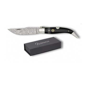 Navaja teja damasco inoxidable albainox mango stamina negra 8.2 cm