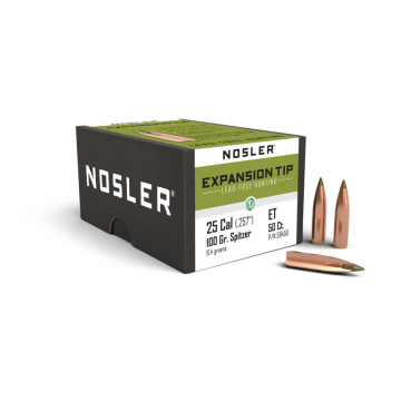 Puntas Nosler calibre 25 Expansion Tip 100gr 50uds - Sin plomo