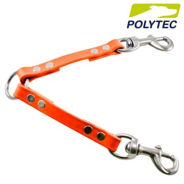 acople doble correa de perro "polytec" 20cm x 16mm - naranja fosforito