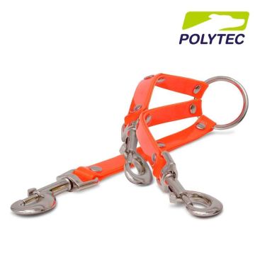 Acople Polytec triple correa de perro 20cm x 16mm - naranja fosforito