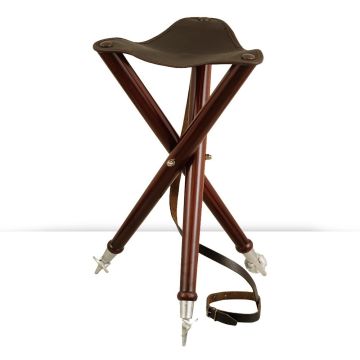Asiento de caza trípode madera y piel con puntas de acero - 70 cm