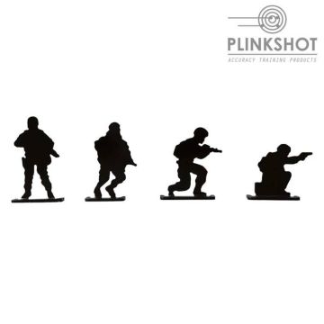 Diana Plinkshot de 4 siluetas de soldado en espera, corriendo, en ofensiva y de rodillas