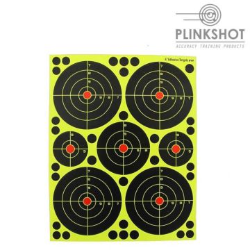 Dianas Plinkshot de 5 cm, 7,6 cm, 10 cm, reactivas adhesivas,  25 hojas