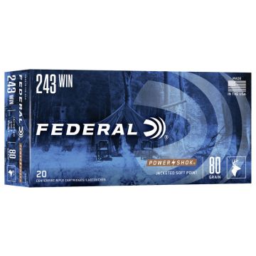 Munición FEDERAL Power-Shok 243 Win - 80 grains SP