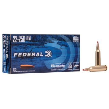Munición Federal 22-250 Rem Varmint & Predator Hornady V-Max 55gr