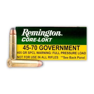Munición metálica REMINGTON Core-Lockt .45-70 Govt 405 grains Full Pressure  imagen 1