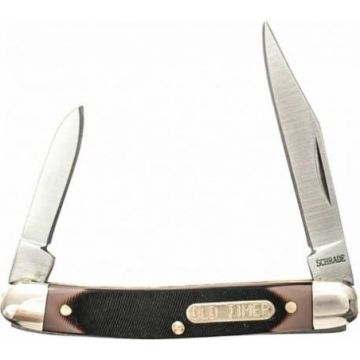 navaja de bolsillo doble hoja marron y negra old timer