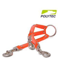 Acople Polytec triple correa de perro 20cm x 16mm - naranja fosforito