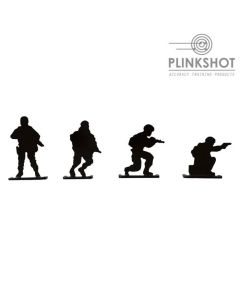 Diana Plinkshot de 4 siluetas de soldado en espera, corriendo, en ofensiva y de rodillas