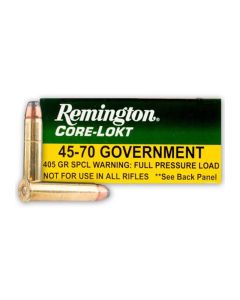 Munición metálica REMINGTON Core-Lockt .45-70 Govt 405 grains Full Pressure  imagen 1