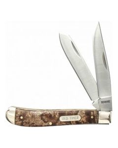 navaja de bolsillo doble hoja marron old timer