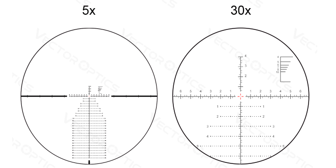 reticula táctica del visor vector optics continental 5-30x56