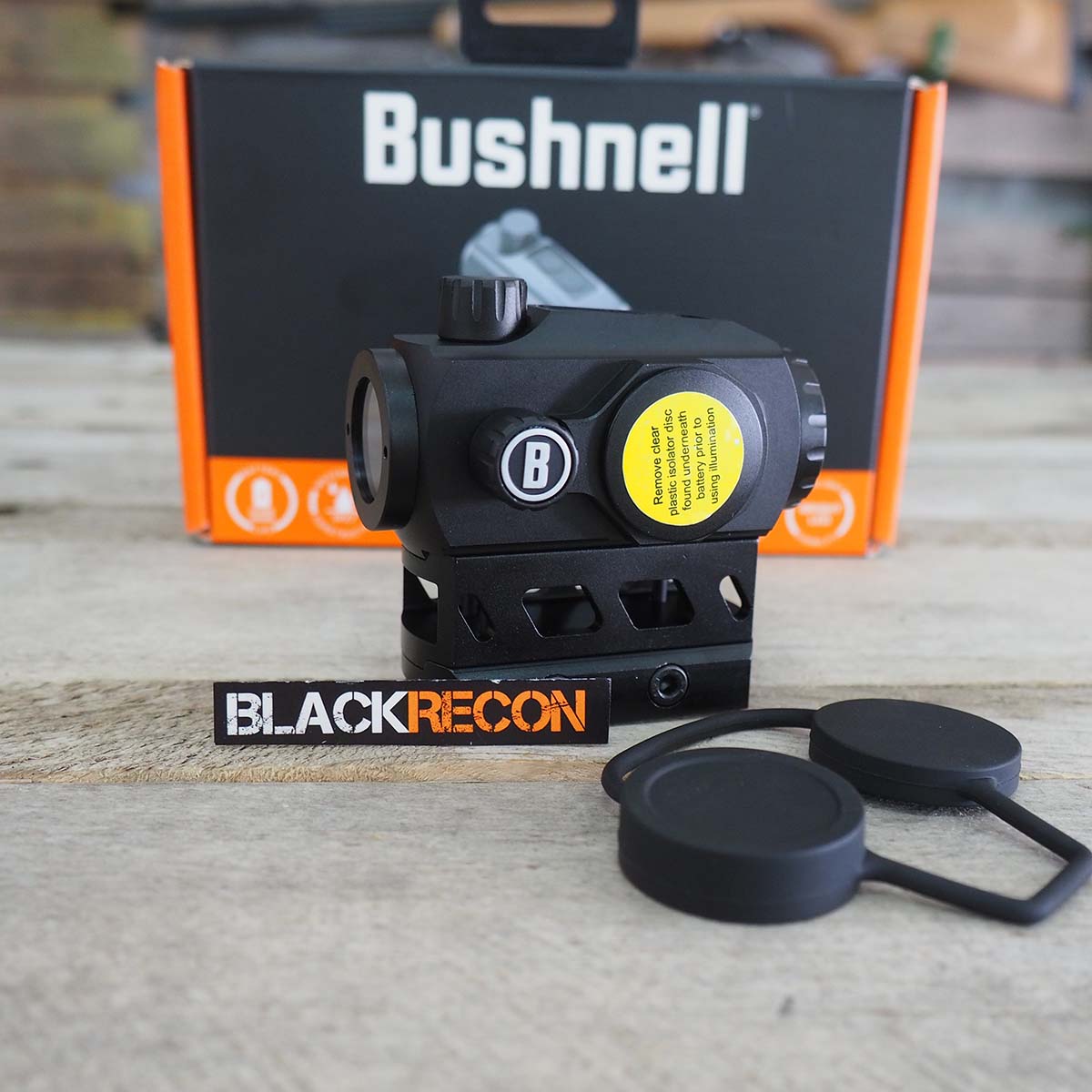 Bushnell-visor-punto-rojo-1x22-iluminado-para-caza-con-protección-de-lentes
