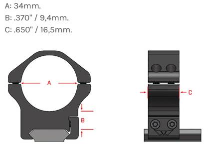 Montura warne horizontal 34mm medias