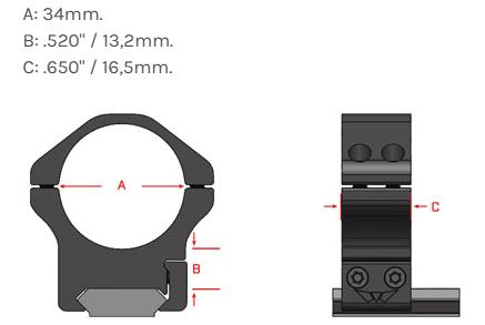 monturas Warne horizontal 34mm bajas