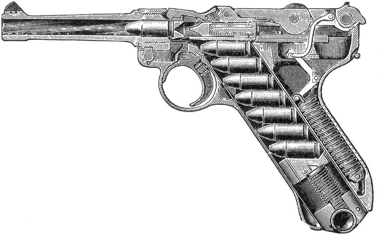 Pistola Luger con todo tipo de detalles